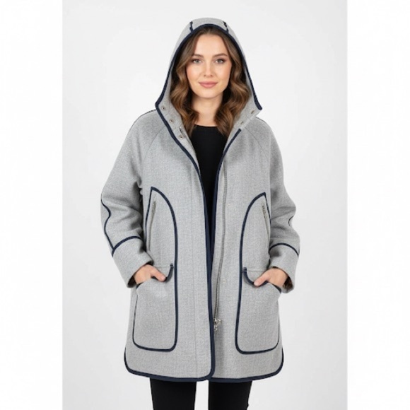 J. Crew Jackets & Blazers - J. Crew Italian Stadium Cloth Hooded Wool Peacoat Womens 14 Gray Minimalist